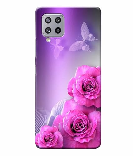 Image of Printed Hard Back Case Cover & Compatible for Samsung Galaxy F22 / Samsung Galaxy M22 | Rose Flower Painting Art (Multicolor) - D1198