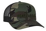 Trenz Shirt Company Men's Christian Fearless with Cross Embroidered Mesh Back Trucker Cap, Camo/Black