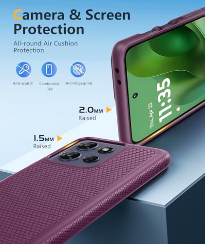 Image of FNTCASE for Moto G-Power 2025 Case: Motorola G Power 2025 Case 14FT Military Grade Drop Protection with Screen Protector Shockproof Anti-Slip Rugged Matte Dual Layer Daily Cover 6.8 Inch (Burgundy)