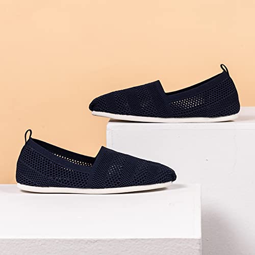 Women's Knit Flat Shoes,Classic Casual Washable Shoes,Comfortable Walking Slip-On Ballerina Square Toe Shoes for Women3