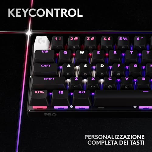 PRO X 60 LIGHTSPEED, Tastiera Gaming Wireless, Tastiera Meccanica 60% Ultra Compatta TKL, LIGHTSYNC RGB, Copritasti in PBT Bicomponente, Tattili Optical, Windows PC, QWERTY ITA - Nero - Tastiera gaming - Immagine 3