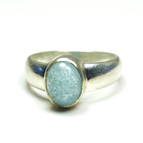 Bague en argent véritable aigue-marine pour harmoniser les chakras