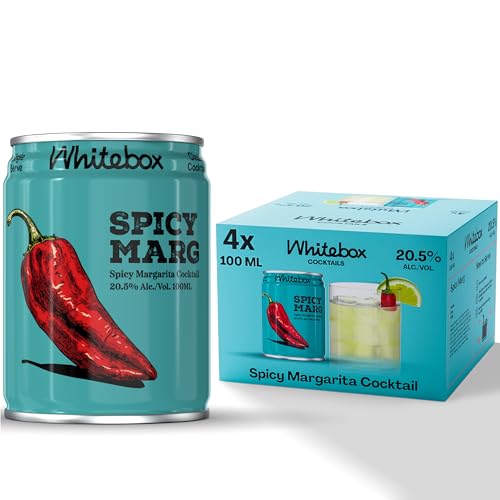 WHITEBOX COCKTAILS Single Serve Classic Spicy Margarita Case Of 4 Cocktail Can | Classic Full Strength Margarita | Pre-mixed Cocktails Ready To Drink 4x100ml