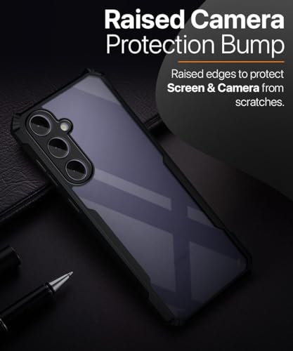 Image of WOW IMAGINE Shock Proof Clear Protective Back Case for Samsung Galaxy S24 Plus 5G - AirEDGE Technology | 360 Degree Camera Protection | Transparent Hybrid Back Case Mobile Cover - Black