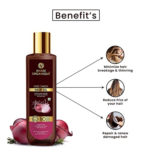 Image of Khadi Organique Red Onion Hair Oil & Castor Oil Hair Cleanser (Pack of 2) 300 ml