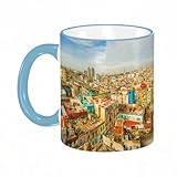 YOIUE Copa de cerámica interesante 11OZ tazas 330 ml - Regalo original y divertido Exquisita taza de impresión Decora tu taza,Decoración de viaje, panorama del Vedado de La Habana en casas antiguas y