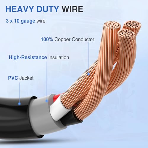 Image of Nilight 30 Amp to 30Amp RV Power Adapter NEMA L5-30P to 2x L5-30R Marine Shore Y Splitter Cord w /Locking Rings Pure Copper Heavy Duty 10 AWG Cable ETL-Listed for RVs Boat Yacht Camper Outdoor Use