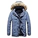 Chaqueta de invierno para hombre Abrigo con capucha Cuello Windbreaker Keep Thicken, Gris y azul., L