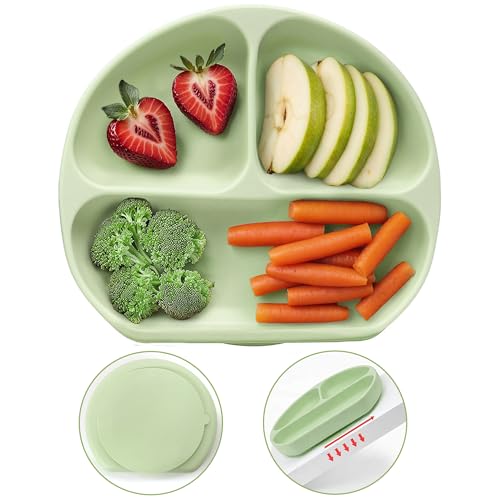 Image of a baby cherry - Suction Plates for Baby & Toddler | Silicone Plates for Babies | BPA Free | Divided Plate for Kids Self Feeding 6~24 Months