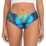 Qewfoju Enchanted Forest Butterfly A Pattern Women's Seamless Underwear Cotton Ladies Panties Available in Plus Size Black