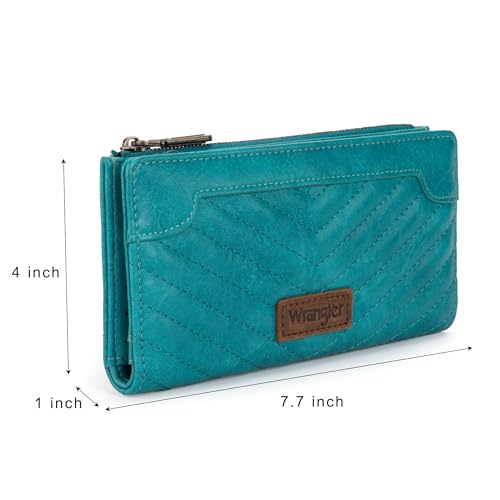 Image of Wrangler Minimalist Wallet for Women Credit Card Wallet Ladies Travel Wallets Monederos de Mujer Card Cases & Money Organizers with Smooth Zippers for Womens Turquoise