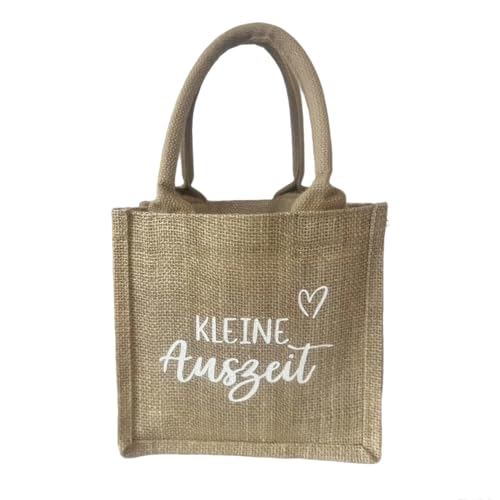 RunFar shop Jutetasche Kleine Auszeit Geschenktasche Jute Kleinigkeit Tasche Geschenkidee Kleine Auszeit Jute-Geschenktasche, Naturleinen Einkaufstasche