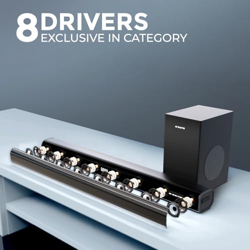 Image of E GATE Octopus 330 Sound bar with 300-WATT Sourround Sound, 8.1 Drivers Home Theatre 2.1 Ch. Soundbar with 6.5 inch (16.5cm) Subwoofer | USB, HDMI ARC, Optical in | 3EQ Modes | eGate Bluetooth Speakers