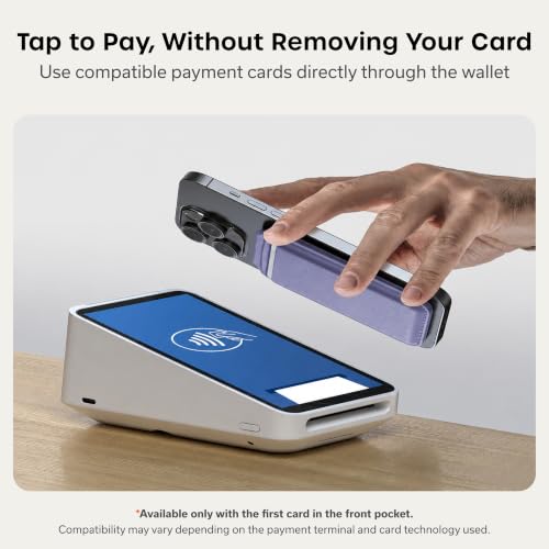 Image of Satechi Magnetic Magsafe Wallet, Double Flap Stand Card Holder, 4 Slots with Front NFC Pass-Through, Adjustable Phone Attachment for iPhone 17 /16 /15 /14 /13 /12, Travel Accessory - Purple