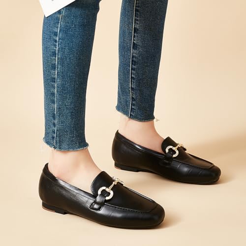 Image of DeYashopin Womens Loafers Shoes Fashion Low Heel Slip on Shoes Comfortable Driving Flats