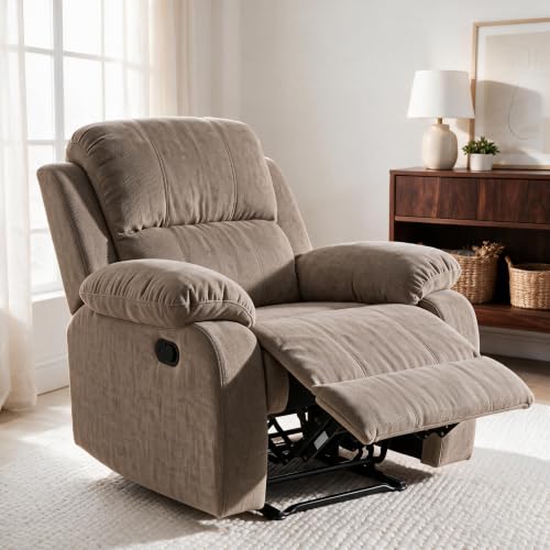 Image of Manual Single Lazy Recliner Chair with Adjustable Backrest, Khaki