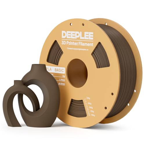 DEEPLEE Basic PLA Filament 1.75mm Stärkere Zähigkeit 3D Drucker Filament Braun 1KG