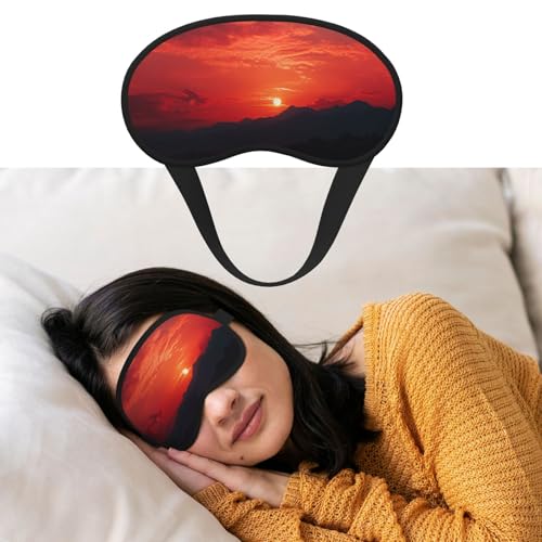 睡眠用アイマスク 通気性 遮光 睡眠マスク 燃えるような赤 夕日 夜 目隠し ソフト 快適 ナイトアイ 睡眠 シェード カバー メンズ レディース アイカバー お昼寝用