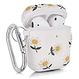 Airpods Case, V-MORO Embroidered Leather Airpod Case Cover for Airpods 2 & 1[Front LED Visible] Prot