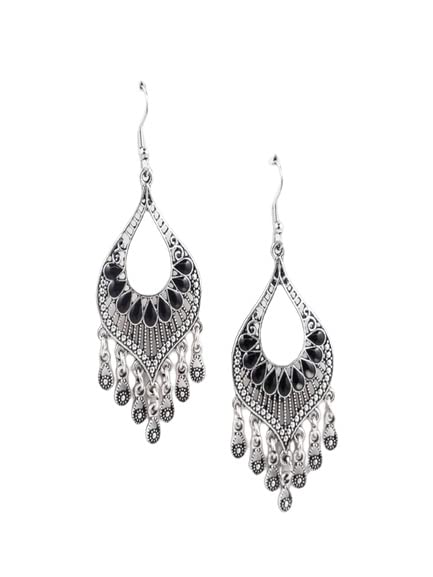 Jewelz Glistening Ethnic Jhumka Earrings with Black Stone Embellishments| Traditional Jhumka Ornaments with Silver Pearl Hangings| Anti-Tarnish Earrings, Drop and Danglers Western Earrings (B09YRBLTCC) Amazon Price History, Amazon Price Tracker