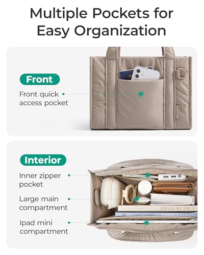 Image of BAGSMART Boxy Tote Bag for Women, Crossbody Bag with Zipper, Crush Bow Purses for Travel Work College