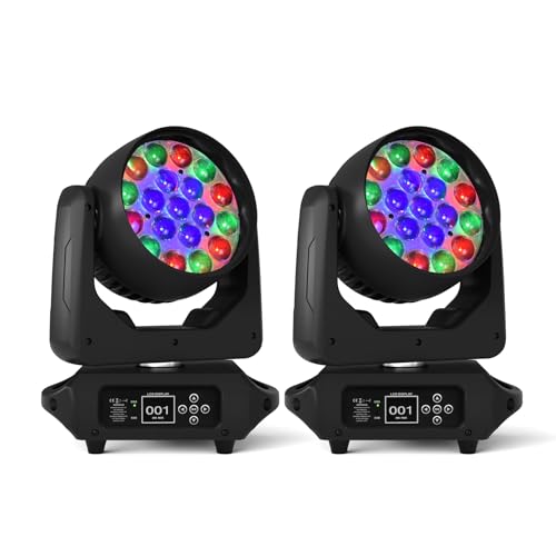 New Version with Circle Round Function Moving Head DMX Zoom Wash Lights LED 19X15W Stage Lighting for DJ Party Disco Event Show(2PCS/Pack)
