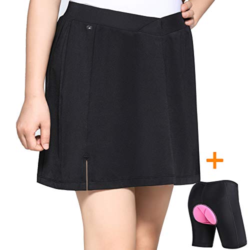 Cycorld Women's-Cycling-Shorts-Skirts-Padded-Short with Pockets 2 Piece