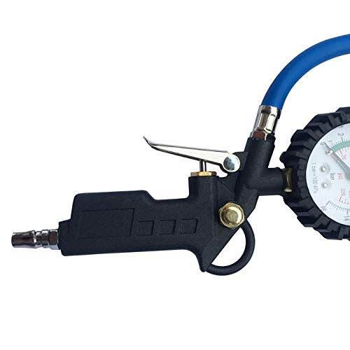 Manometr manometr do opon samochodowych miernik tarczowy pistolet do pompowania pojazdu samoblokujący uchwyt spust Inflator kompatybilny z Auto 220PSI
