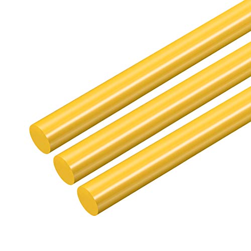 uxcell 3pcs Plastic Round Rod 1/2 Inch Dia 20 Inch Length Yellow (POM) Polyoxymethylene Rods Engineering Plastic Round Bars(12mm)