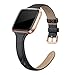 SWEES Leather Bands Compatible with Fitbit Versa 2 / Fitbit Versa Lite & SE/Fitbit Versa, Slim Thin Genuine Leather Replacement Strap for Versa Women (5.5" - 7.9"), Black, Champagne, Rose Gold, Tan