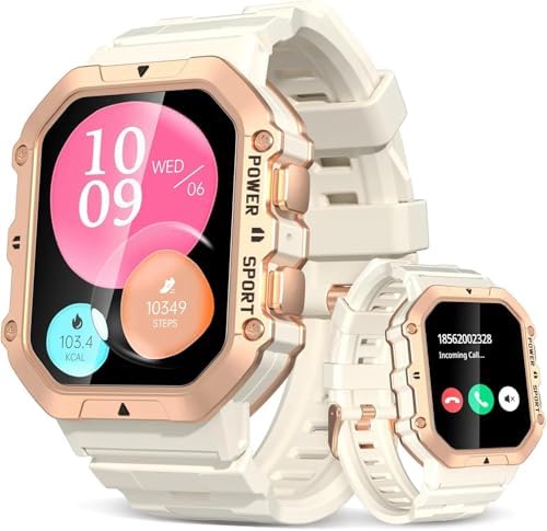 BYBUKCKR Smartwatch For Women - 1.69" Touch Screen, Make Calls, Fitness Tracker, Heart Rate & Sleep Monitor, IP67 Waterproof, Pink, Works With Android & IPhone