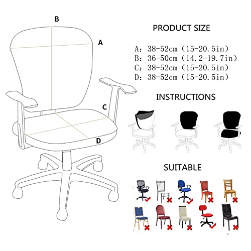 Housse de chaise ordinateur extensible fauteuil de bureau gris lavable déhoussable - 8