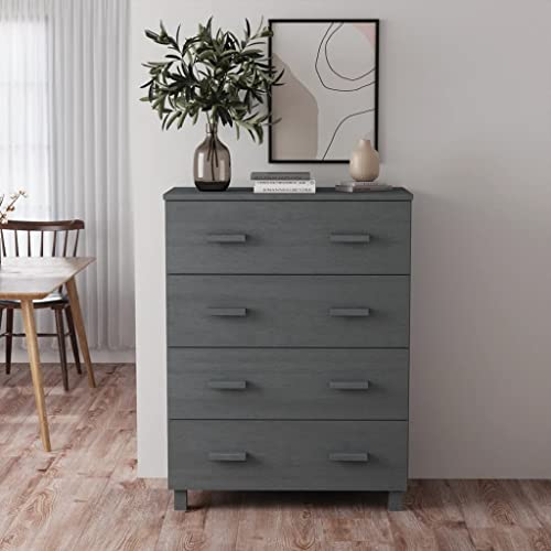 Aparador Hamar gris oscuro de madera maciza con 4 cajones para salón 3