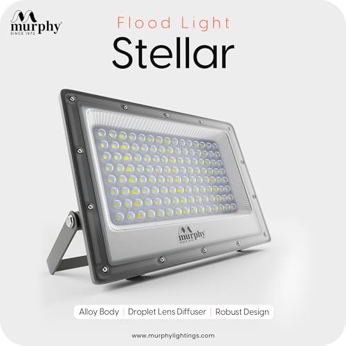 Image of Murphy Stellar 100W LED Flood Light with 2-Year Warranty | Cool White | High Brightness Outdoor LED for Security, Landscape, Warehouse, Backyard| IP66 Waterproof | BIS Approved - Pack of 5