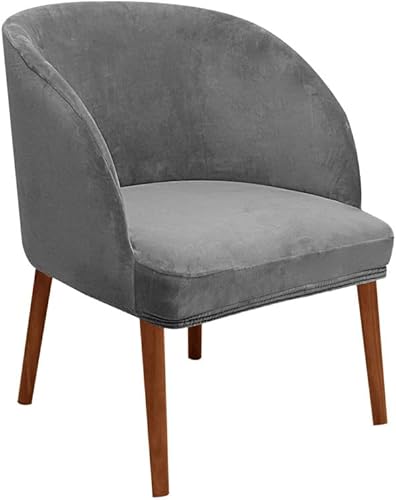 Miniatura 4 de Paquete de 2 fundas redondas de terciopelo suave para sillón con respaldo curvado, asiento ancho moderno de mediados de siglo, para sala de estar,