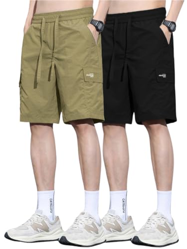 Image of TAGDO Men's Cotton Cargo Shorts with Multi Pockets | Lightweight Casual Outdoor Shorts Pant for Men | Elastic Waist Drawstring Utility Shorts for Hiking, Camping and Daily Wear (2048)