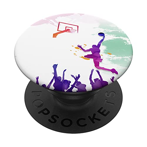 Baloncesto deportivo pintado con jugador y aficionados PopSockets PopGrip Intercambiable Cover