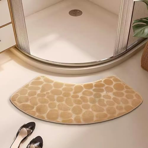 AHKFUL Corner Shower Mat Non Slip Anti Mould, Curved Bath Mats for