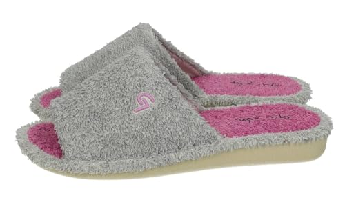 Chaussures d'intérieur Garzon P410.130 confortables en tissu éponge gris perle pour femme