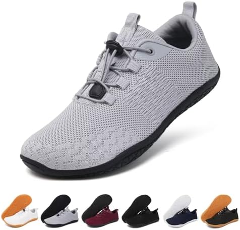Geweo Barefoot-schoenen voor heren en dames, met brede voeten,  sportschoenen, comfort, licht, wandelschoenen, trailrunning,  multisportschoenen, outdoor, indoor, sneakers, uniseks, 37-47 EU, grijs. :  Amazon.com.be: Mode