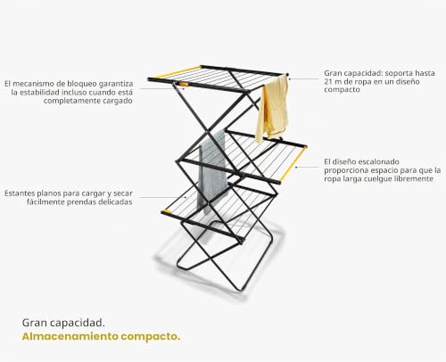 Miniatura 5 de Joseph Joseph Airframe Max Tendedero Plegable De 21m, Con Barras Para Prendas Largas, Gran Capacidad, Estable