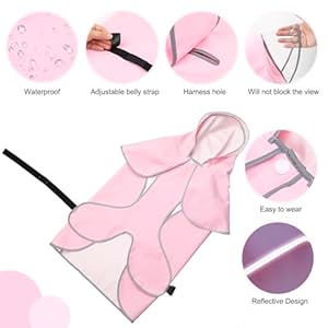   Reflective-Dog-Raincoat-Waterproof-Dog-Rain-Jacket-Hooded-Poncho-Lightweight-Dog-Rain-Coat-with-Transparent-Cap-Brim-Medium-Pink