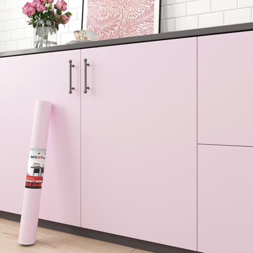 Decotalk Papel Pintado Pared Dormitorio Niñas Rosa Claro 60X300cm Papel Pintado Rosa Autoadhesivo Vinilo Adhesivo Muebles Infantil Decorativo para Salon Armario Puerta Vinilos de Pared Decorativos