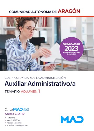 Portada de Cuerpo Auxiliar de la Administración de la Comunidad Autónoma de Aragón, Escala Auxiliar Administra VOL 1