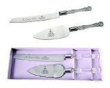Lassos Boutique Mis Quince Años Quinceanera Cake Serving and Knife Set, Sweet 15 Birthday Cake Cutting Set. Feliz 15 Anos Decoration, Acrylic Handle, Stainless Steel, Silver (Silver)