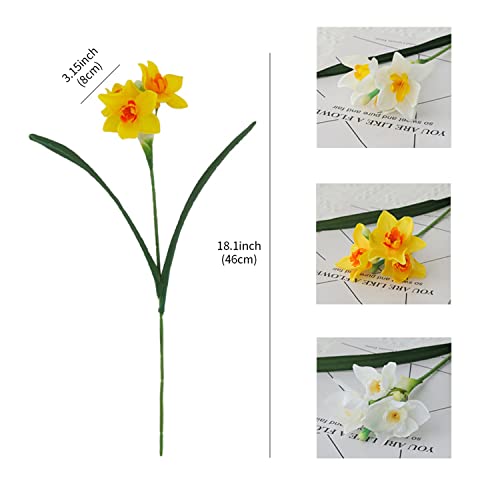 Gdssg 10 Pcs Artificial Daffodils Flowers Narcissus Spring Flower Fake Silk Flower Arrangement For Home Wedding Decor (Yellow,10) #TOP1