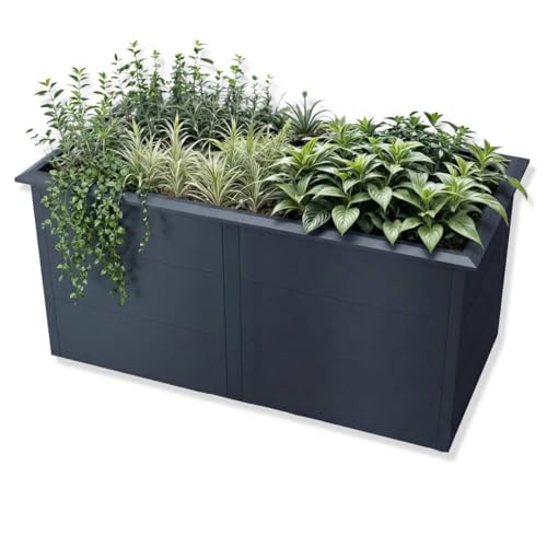 Metzler Hochbeet für den Garten – Stahl in Anthrazit | Mit integriertem Schneckenschutz | Witterungsbeständiges Metall-Gartenbeet, Pflanzenbeet, Gemüse- & Blumenhochbeet | 206 x 106 x 77 cm