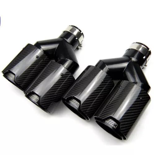 Dual compatible with BMW 118i 220i 320i 840i M3 M4 63mm (2.48IN) -101mm (3.97IN) output automotive carbon fiber exhaust dual end tailpipe