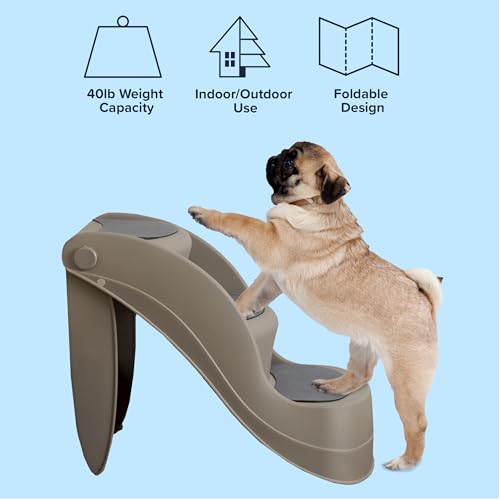 Pet Stairs - Durable Dog Stairs for Small Dogs with 3-Step Design and Safety Locking Pins - Cat or Dog Steps for Home and Vehicle by PETMAKER (Tan) by PETMAKER - Image 3