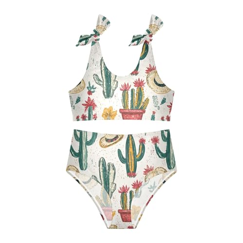 JUNZAN Western Cowboy Boho Cactus Girls Bikinis Cute Elastic 2 Piece Swimwear Girls Bikini Top 3T2